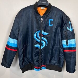 Seattle Kraken Bomber Jacket Zootop Bear NHL Style 24 Mens Small Hockey Fan READ